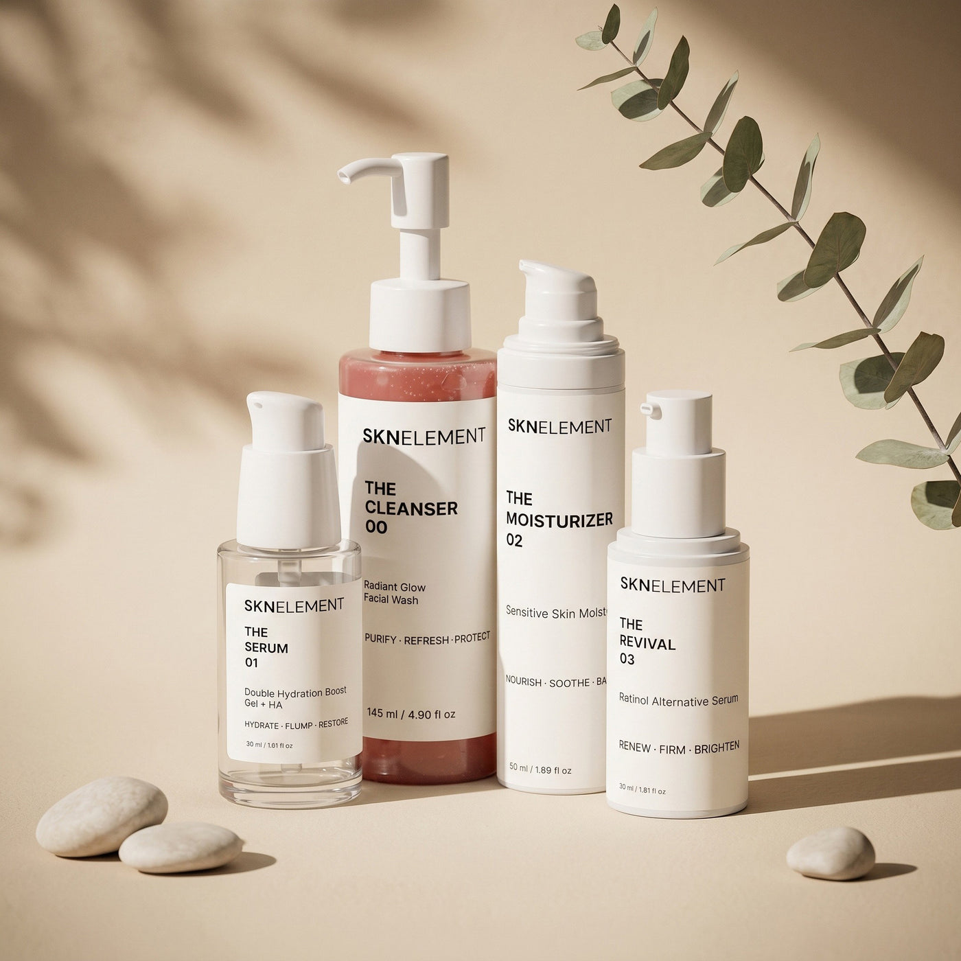 SKNELEMENT The Complete Ritual, full skincare routine set of four